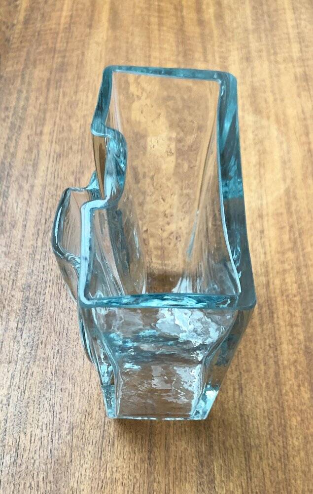 Postmodern glass block vase by Rosenthal, 1980s.