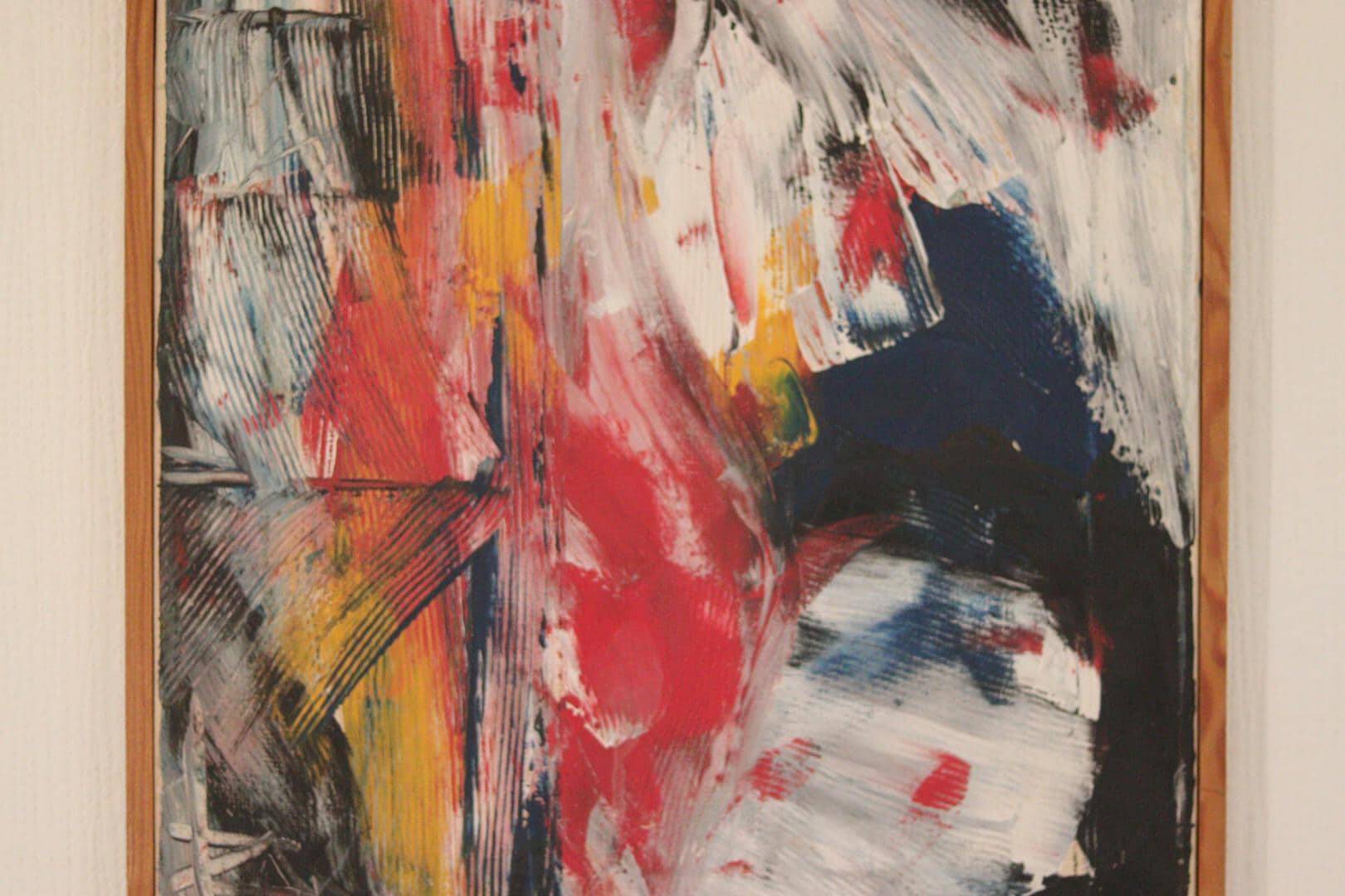Original Swedish Oil on Canvas – “Abstract” by KB – Vintage & Framed  49 ×