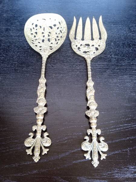 Ugo Bellini Vintage Silver Plated Bronze Cutlery / Serving Tongs
