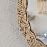 Old small round wicker mirror