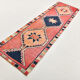 3x9 Somon Red & Dark Blue Hallway Runner Rug