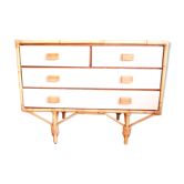 Rattan dresser, natural and white color, 1970s