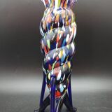 Spotted Glass Vase Borske Sklo Kralik Czech Cobalt Boheme Glass Art Deco 1930