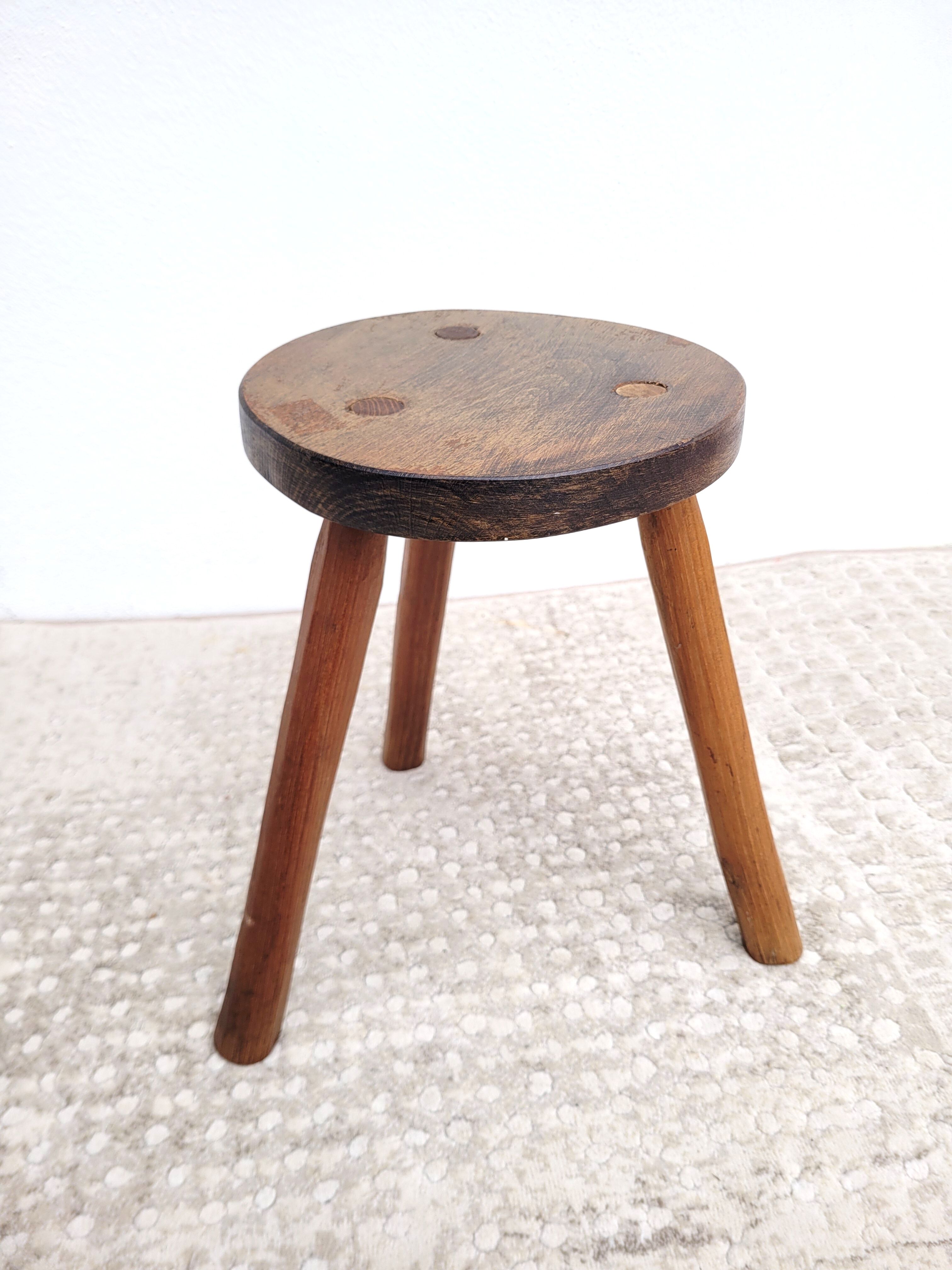 Wooden tripod country stool