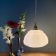 Vintage glass pendant light from Clichy in white.
