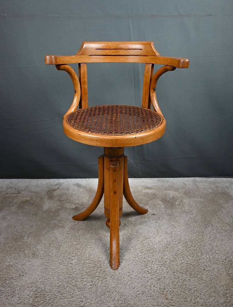 Swivel Chair for Children in Stained Beech, Thonet Style – Early 20th Century