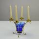 Brass and Cobalt Blue Glass Candle Holder, Sweden, 1960s