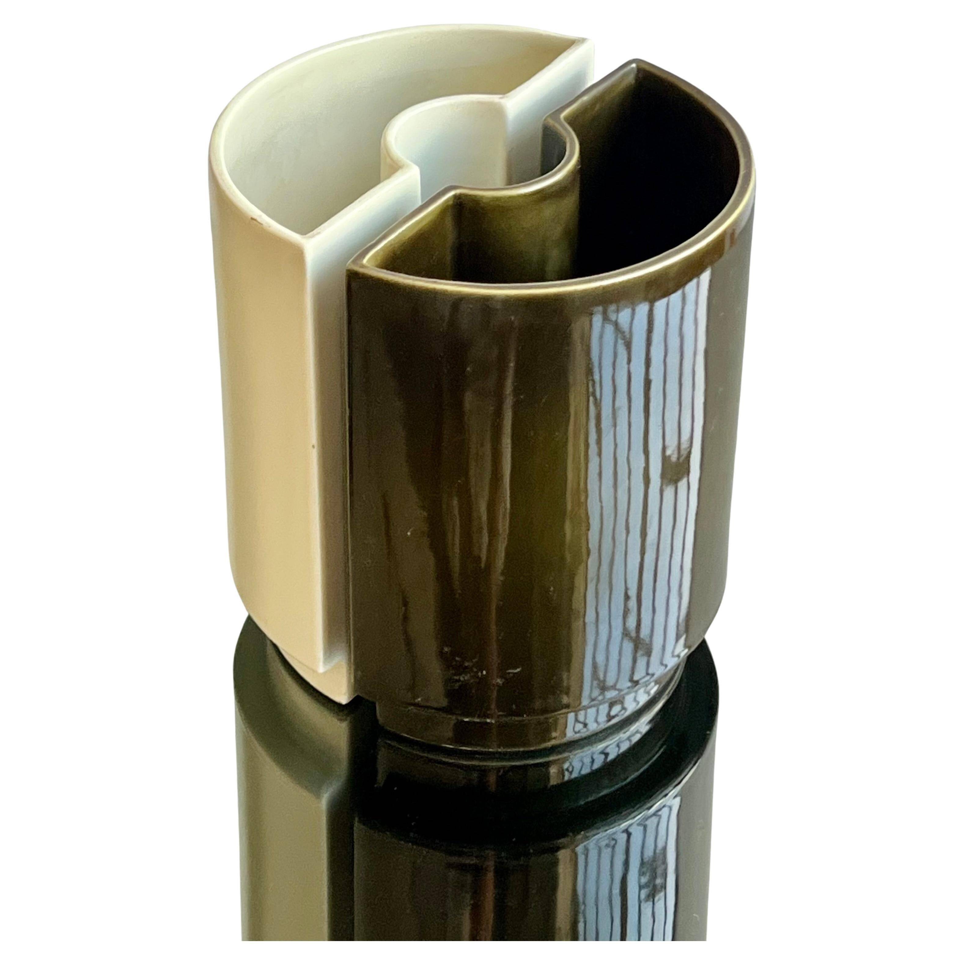 Vase double en céramique, Cansano Ceramiche fabriqué en Italie dans les années 1970, Turin