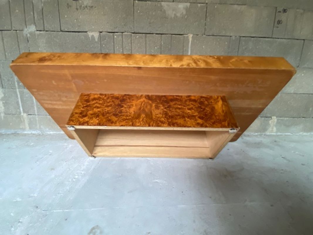 Coffee table elm magnifying glass Roche Bobois vintage 70s