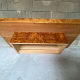 Coffee table elm magnifying glass Roche Bobois vintage 70s