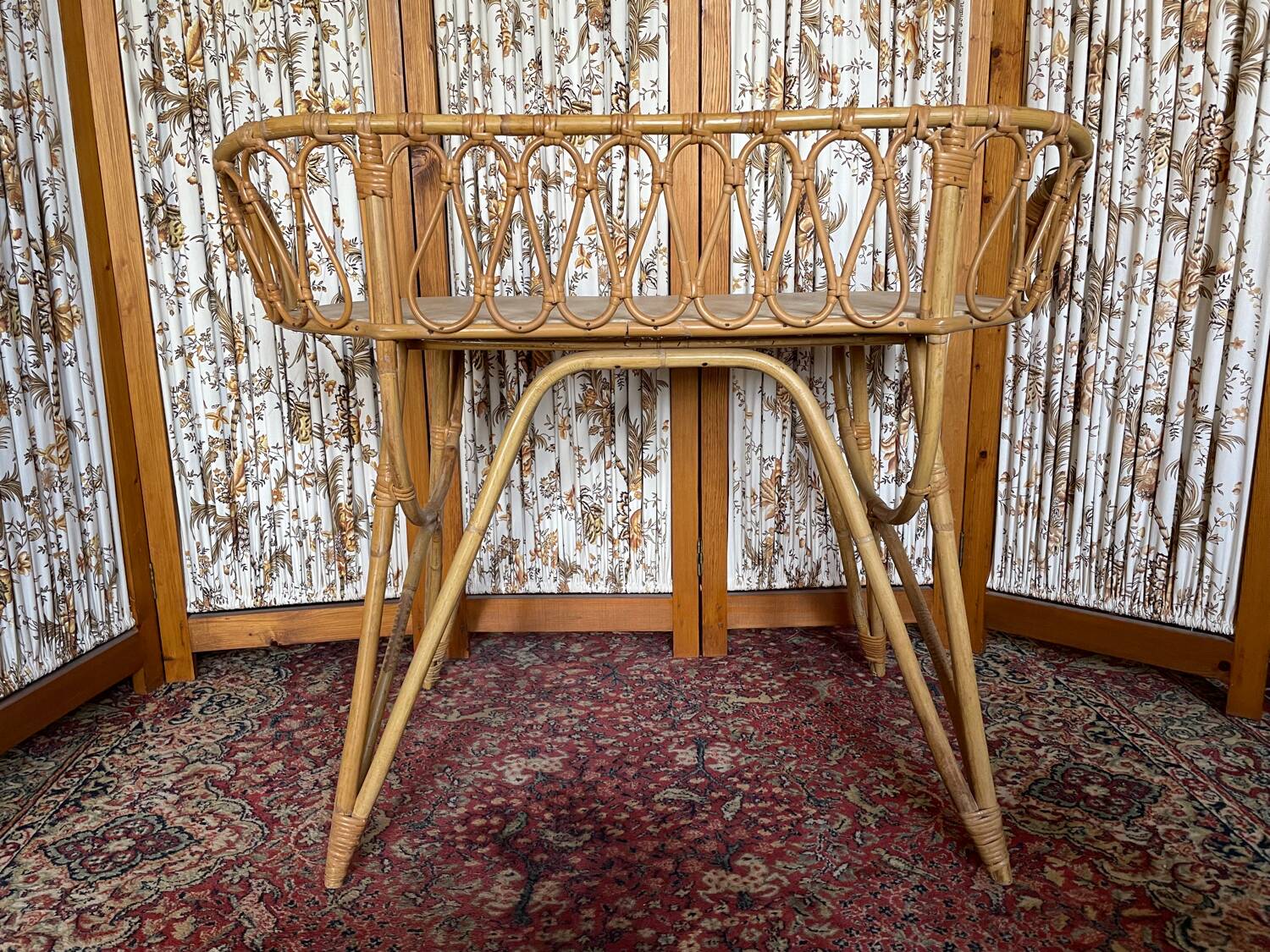 Bureau et tabouret en rotin, 1960