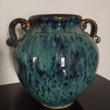 Enamelled ceramic vase, shades of blue.