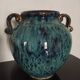 Enamelled ceramic vase, shades of blue.