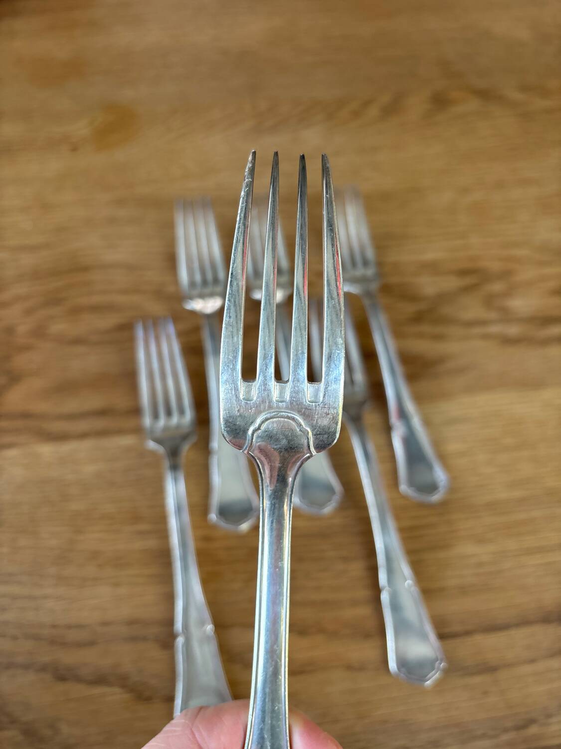 Set of 6 silver metal forks Apollo