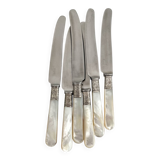 6 antique mother-of-pearl and silver-plated metal knives