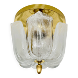 Brass and Glass Flush Light by Glashütte Limburg