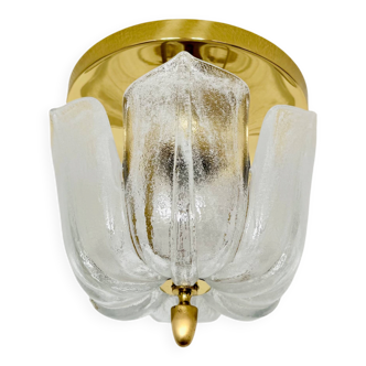 Brass and Glass Flush Light by Glashütte Limburg