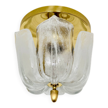 Plafonnier en laiton et verre par Glashütte Limburg
