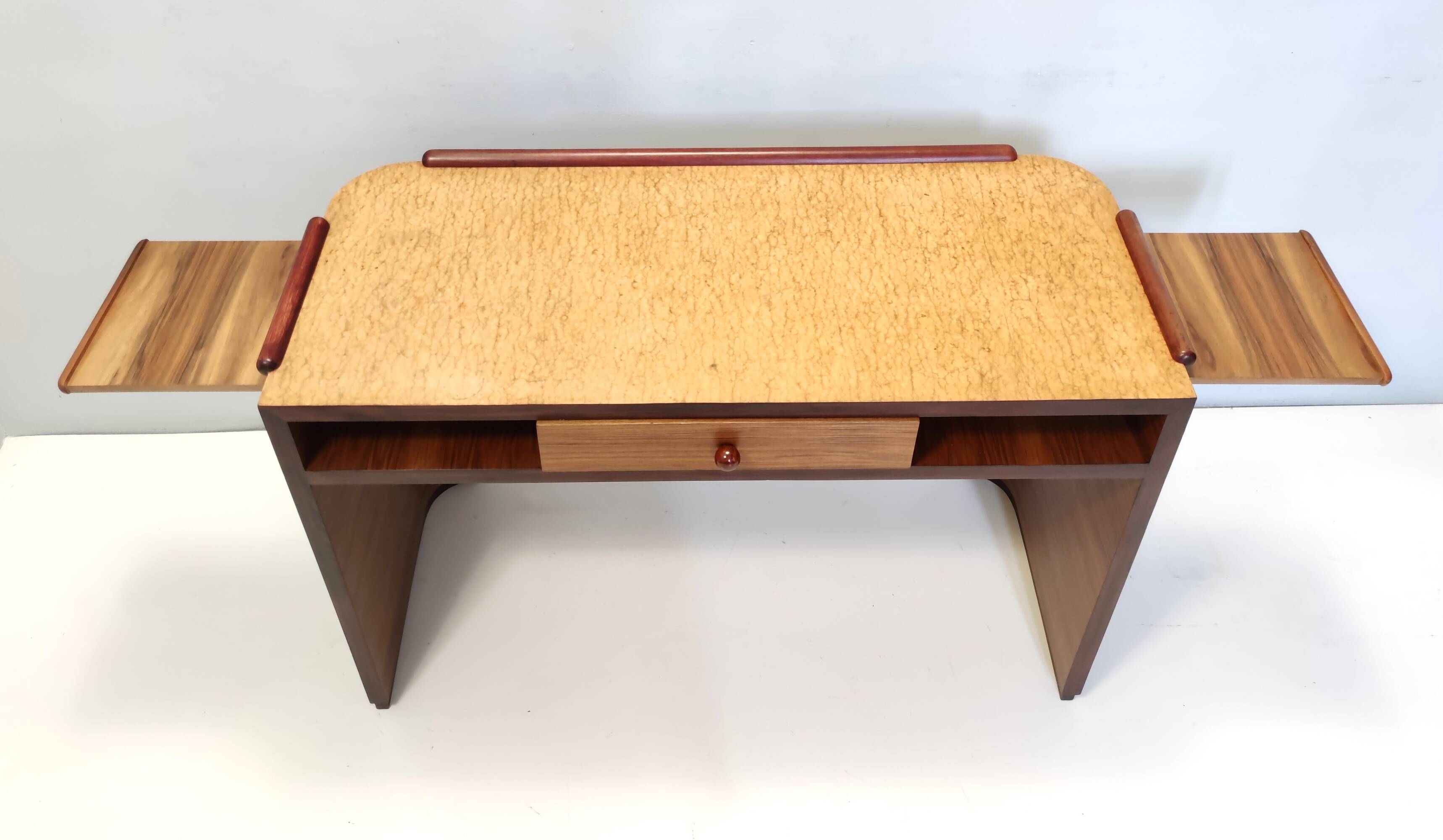 Art Deco desk in walnut, birch and beech, Brianza, Italy