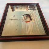 Small marine painting of a boat in oil on panel.