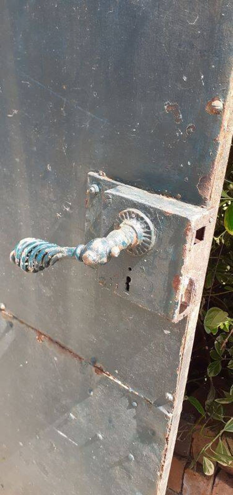 Solid gate, garden iron, H227x110cm, old, exterior door