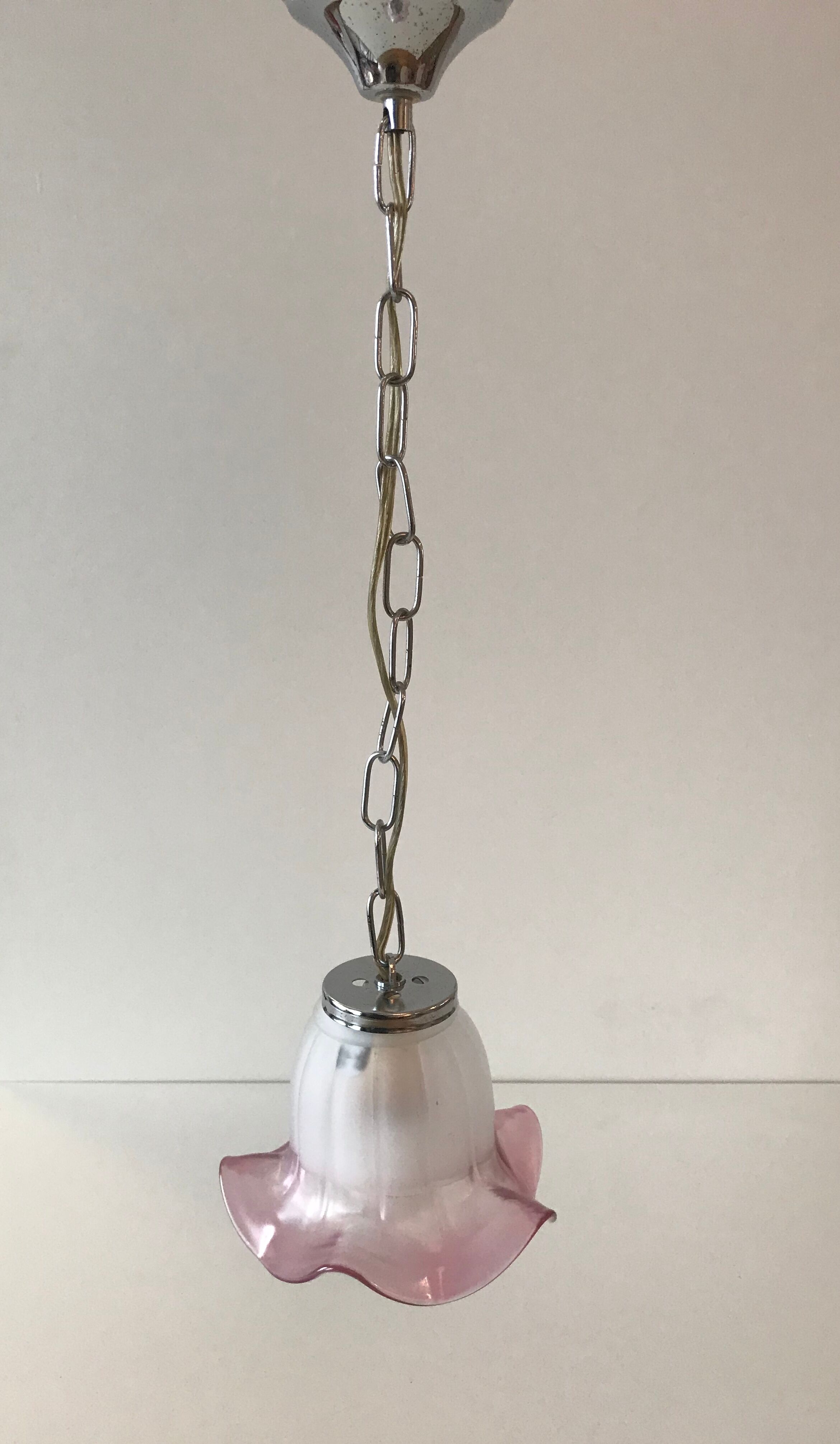Luminaire vintage en verre fleurs