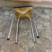 Vintage Yellow Formica Stool with Chrome Legs — 1960s/70s