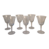 6 cut glass stemmed glasses from the 60s