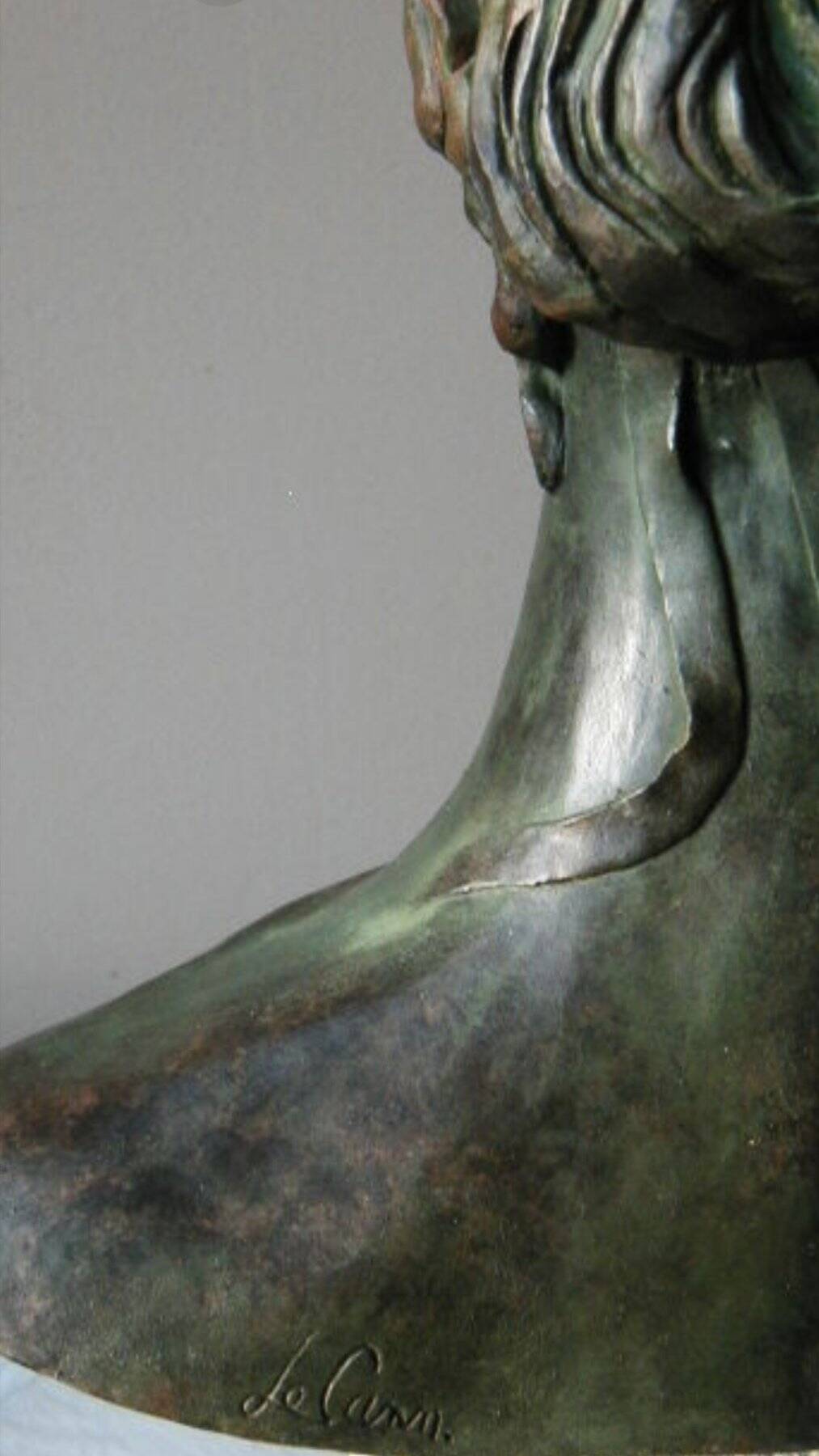 "Aphrodite" buste stuc patiné sculpture originale signée LE CANN, francais coté