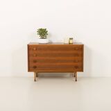 Italian mid century extra wide walnut chest of drawers