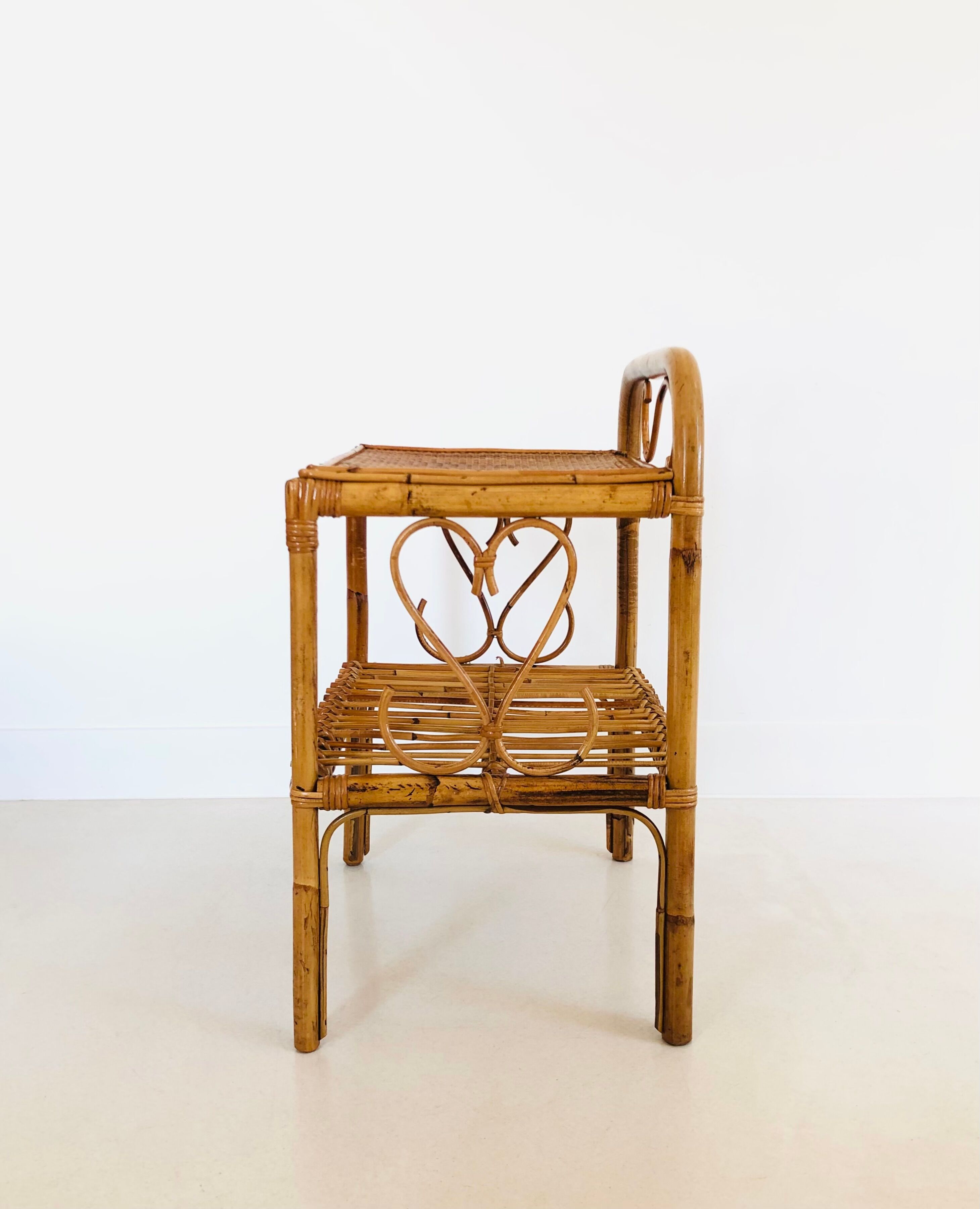 Table d'appoint en rotin, Italie années 60