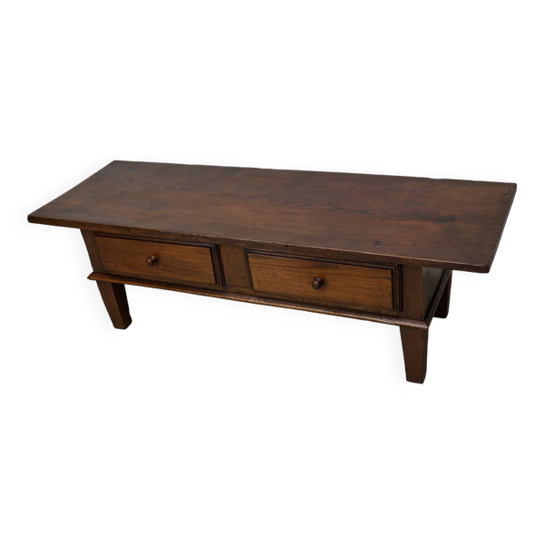Table basse rustique en châtaignier de style campagnard espagnol du XIXe siècle