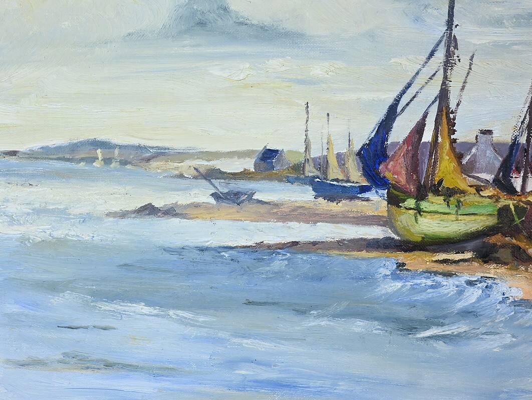 Marine painting “Littoral Breton” signed Marijane le Goaster – 1985