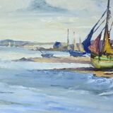 Marine painting “Littoral Breton” signed Marijane le Goaster – 1985