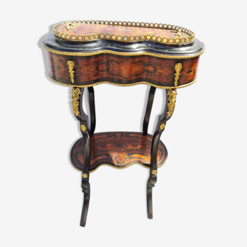 Jardinière petite table d'époque Napoleon III - en marqueterie - 19ème siècle