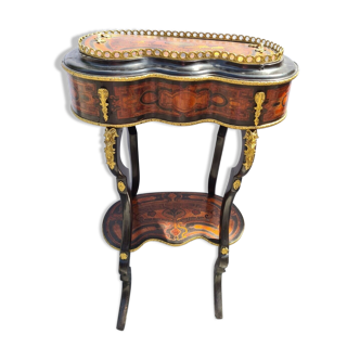 Jardinière petite table d'époque Napoleon III - en marqueterie - 19ème siècle