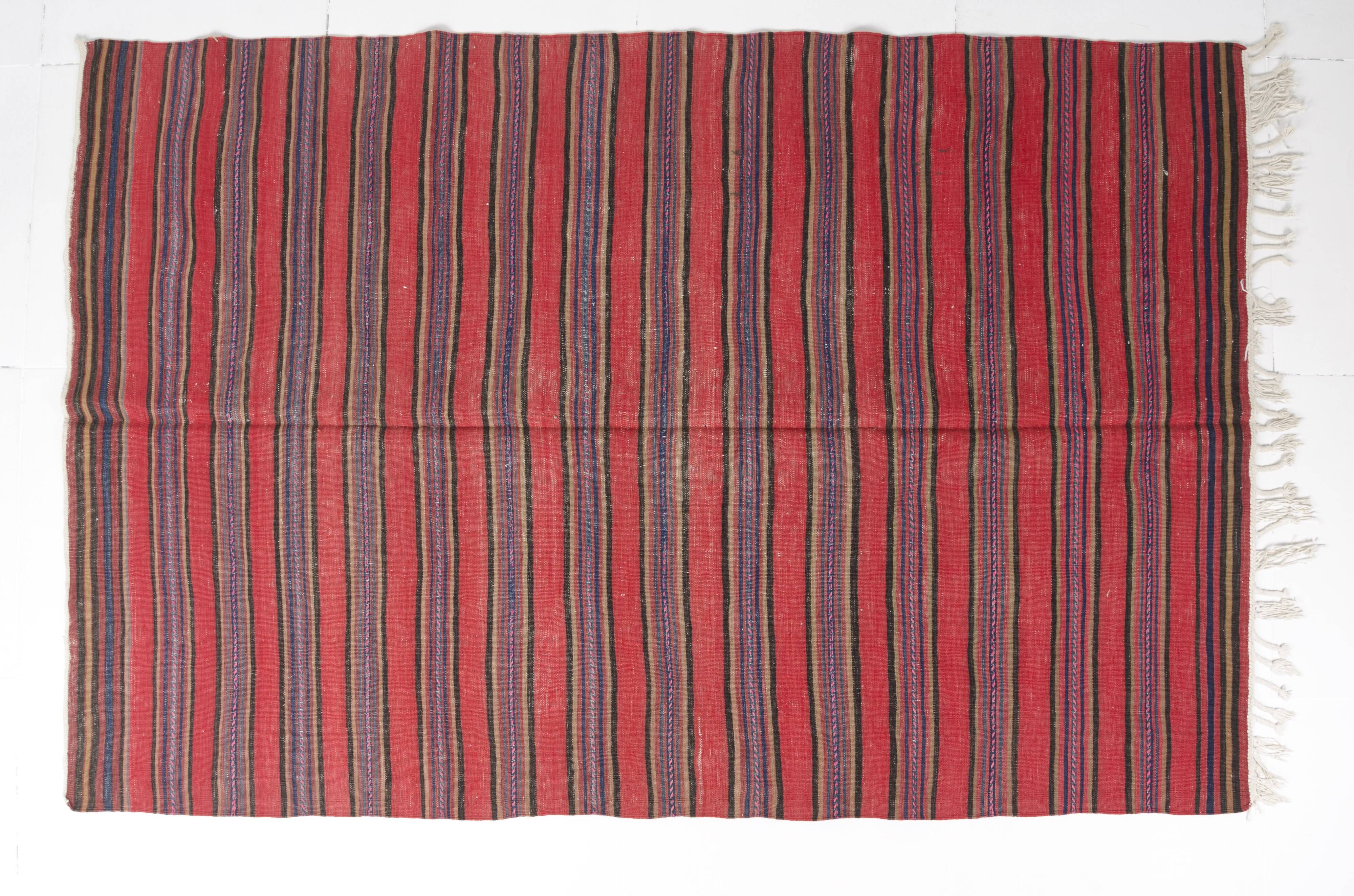 Vintage Striped Anatolian Kilim – 224 x 143 cm – Minimalist  sku 133