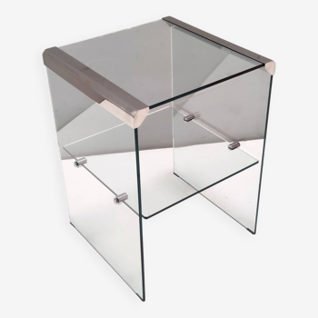 Etagere postmoderne en verre trempé et en acier par Gallotti & Radice avec une étagère