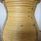 Rattan, leather, rope, and wood lamp in the style of Gabriella Crespi 60-70.