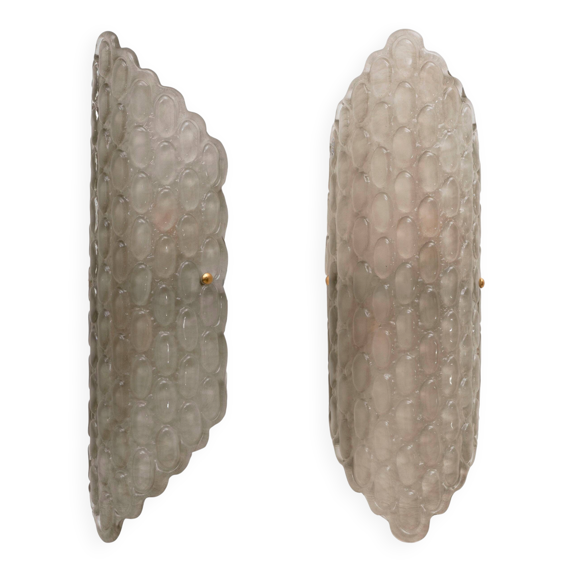 Pair of Smoked Murano Glass Wall Sconces with Textured Relief