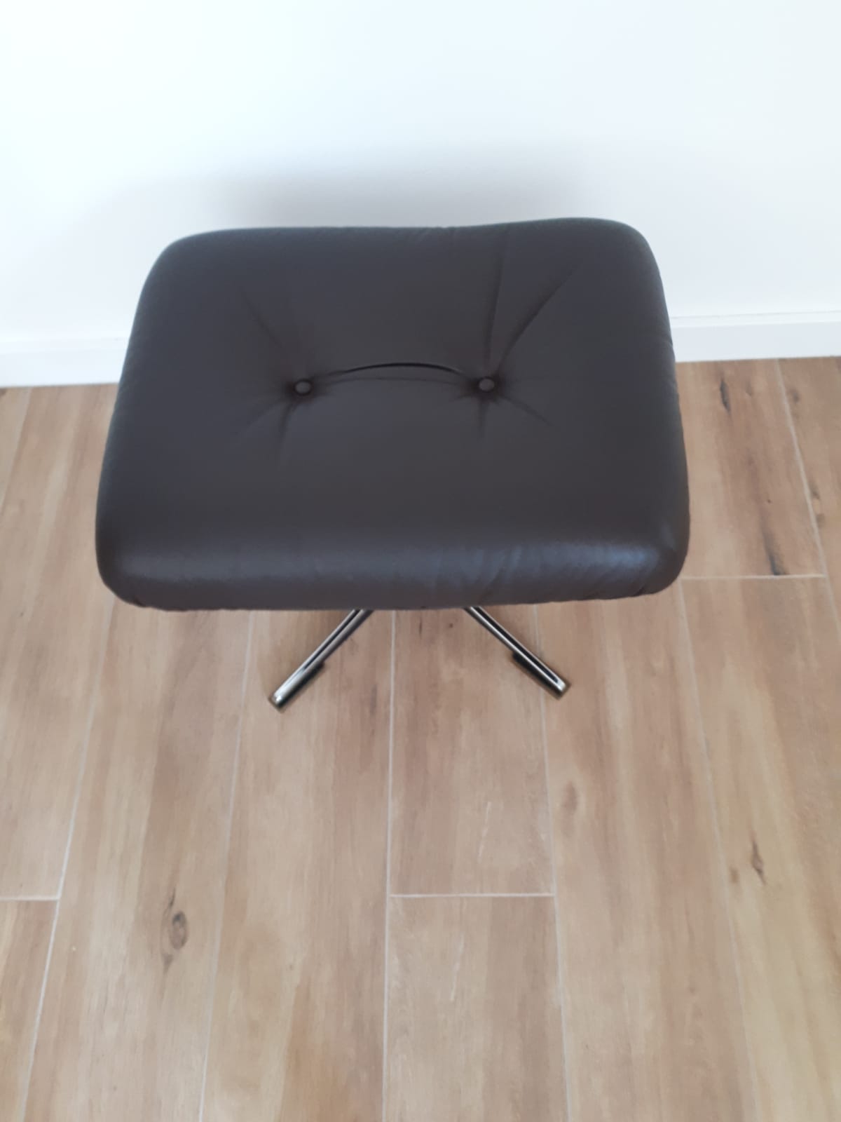 Leather pouf, Germany, 70s