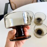 Lot de 4 coupes à champagne vintage en verre fumé