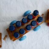 Wooden train with soldiers