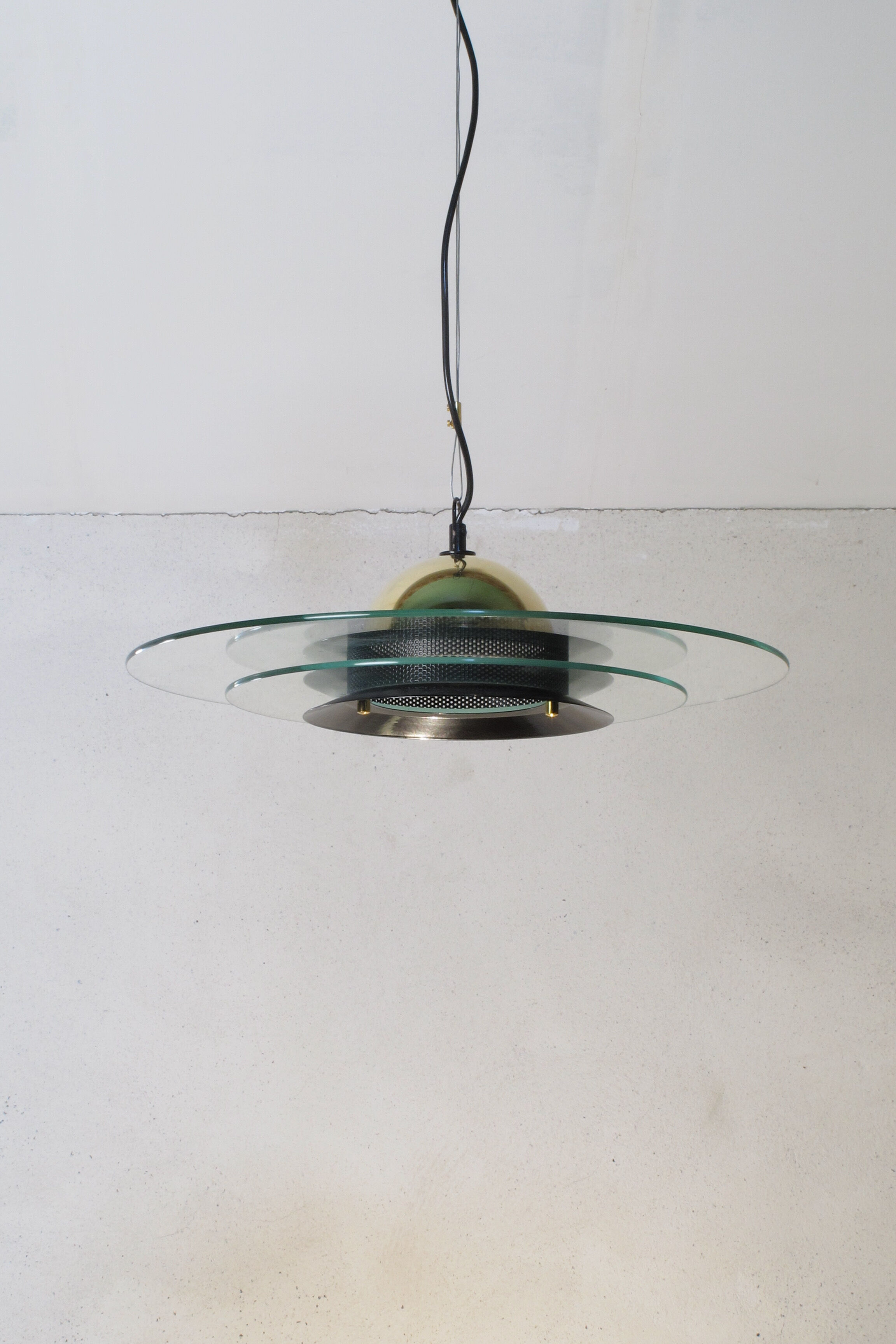 Glass and metal suspension lamp edition Massive Belgium