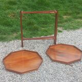 Art Deco folding side table in mahogany with double top marquetry.