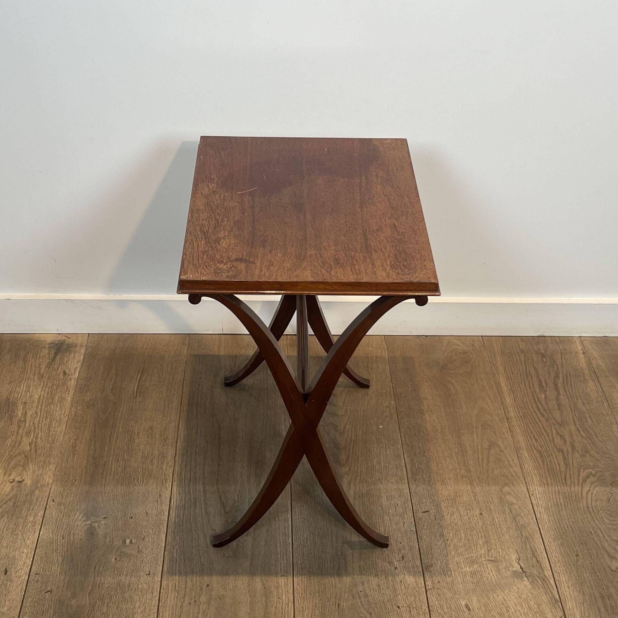 Pair of Mahogany Side Tables with X-shaped Legs. French Work. Circa.