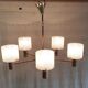 Brass and perspex chandelier with 5 lights - 1960s/70s