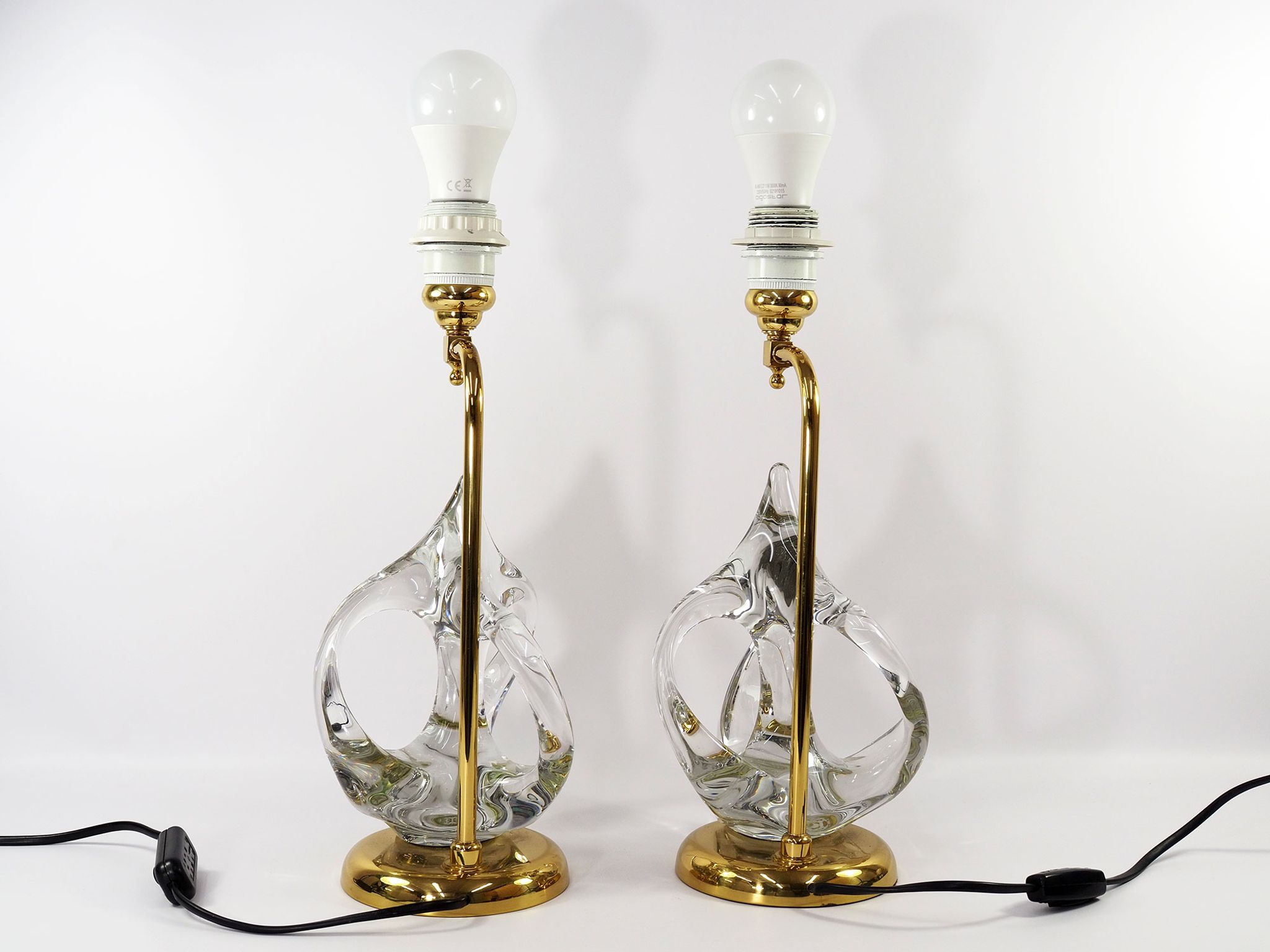 Vintage french crystal and brass lamps