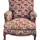 Old shepherdess armchairs louis XV style flocked fabric flower