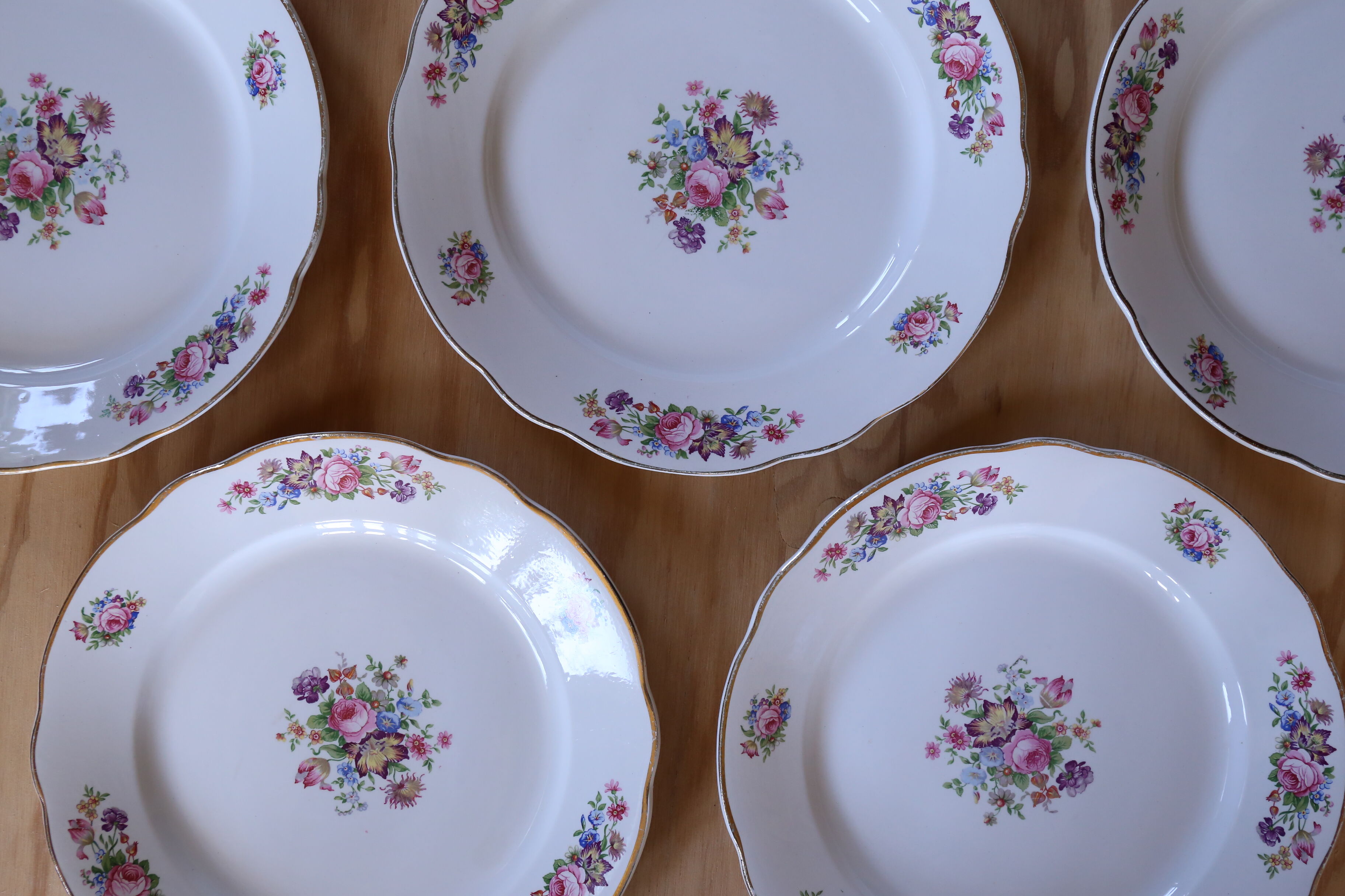 6 vintage floral plates Digoin & Sarreguemine